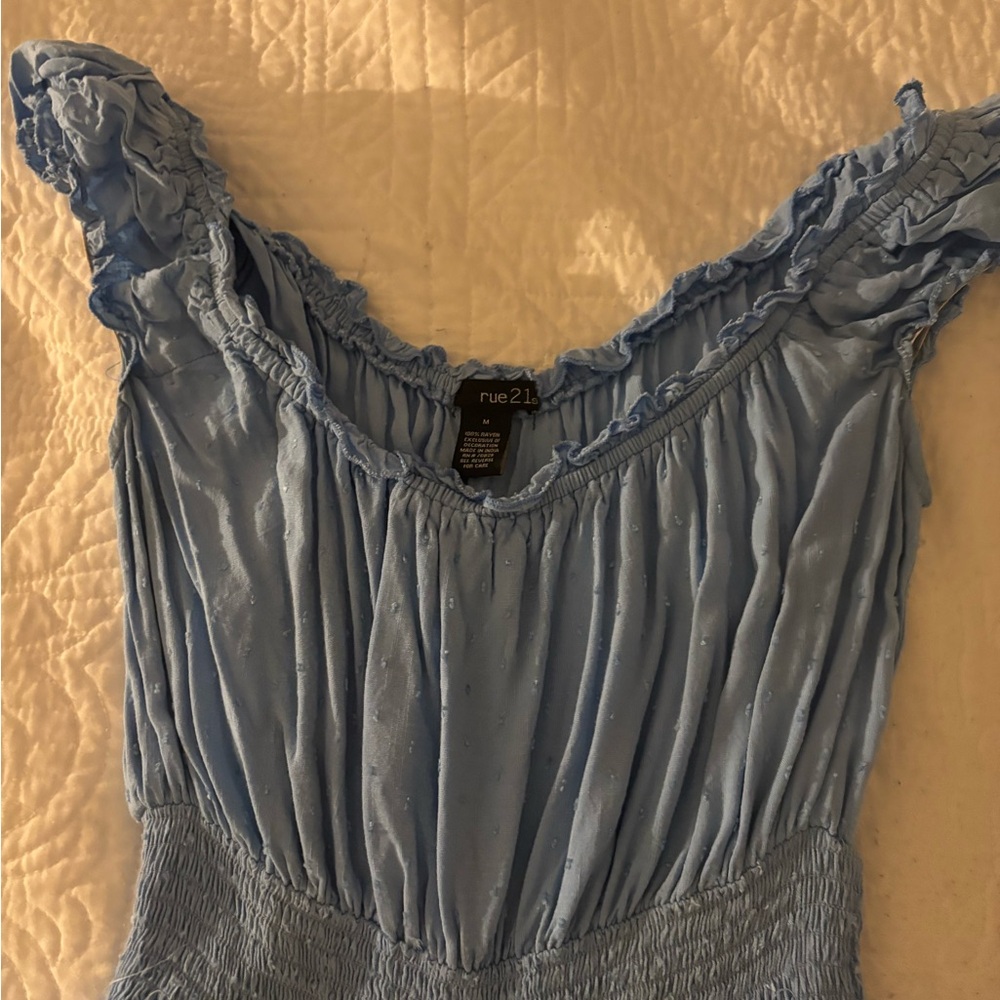 Rue21 Light Blue Ruffled Off-Shoulder Dress - Picture 3 of 5